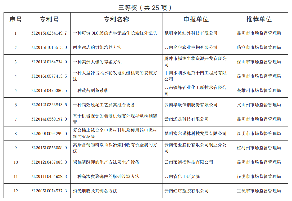 021年云南省专利奖评审结果公示(图3)