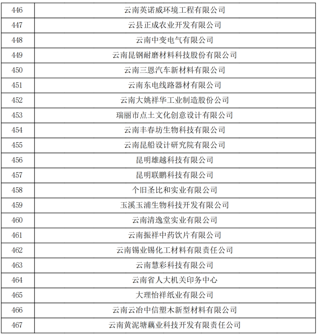 云南省2023认定报备的第一批高新技术企业(图16)